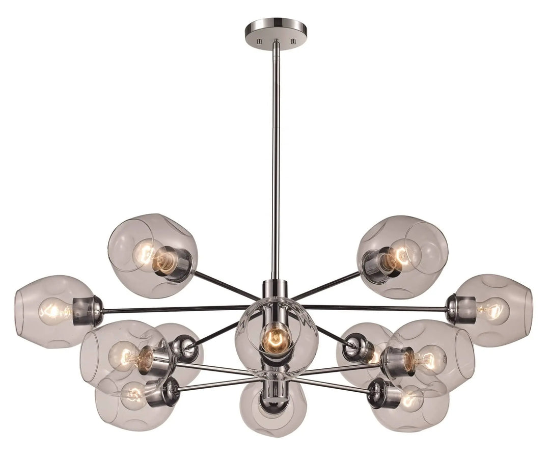 Trans Globe 12-Light, 12-Shade Glass and Metal Mid-Century - Polished Chrome