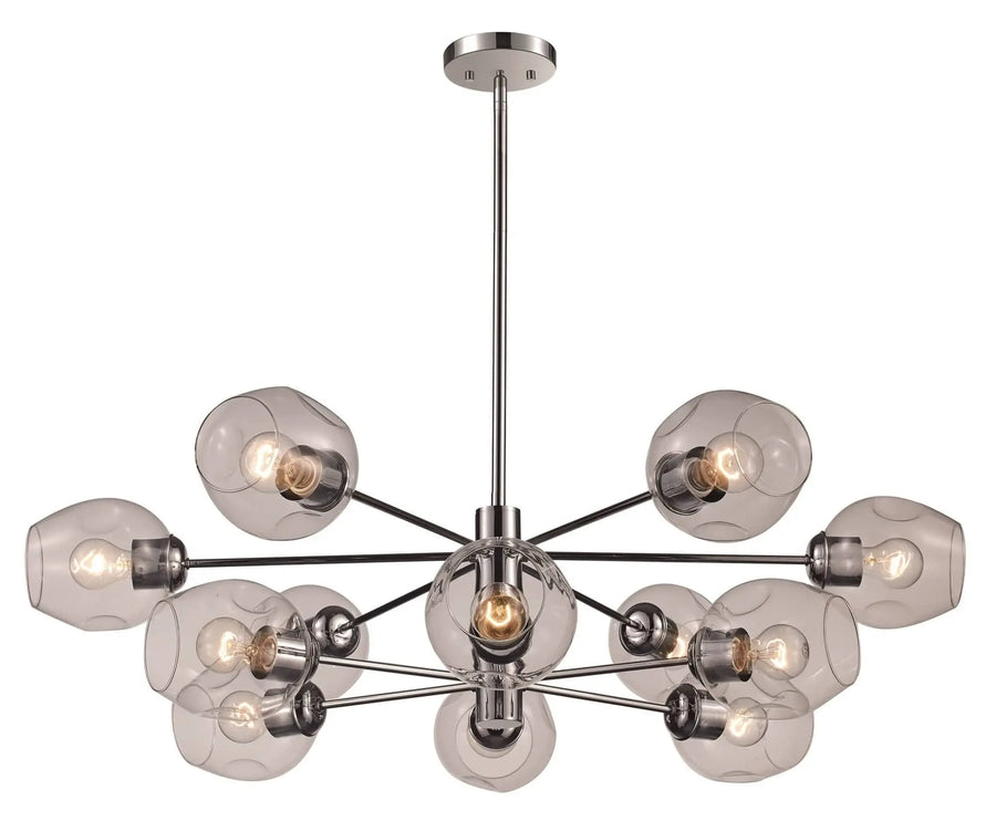 Trans Globe 12-Light, 12-Shade Glass and Metal Mid-Century - Polished Chrome
