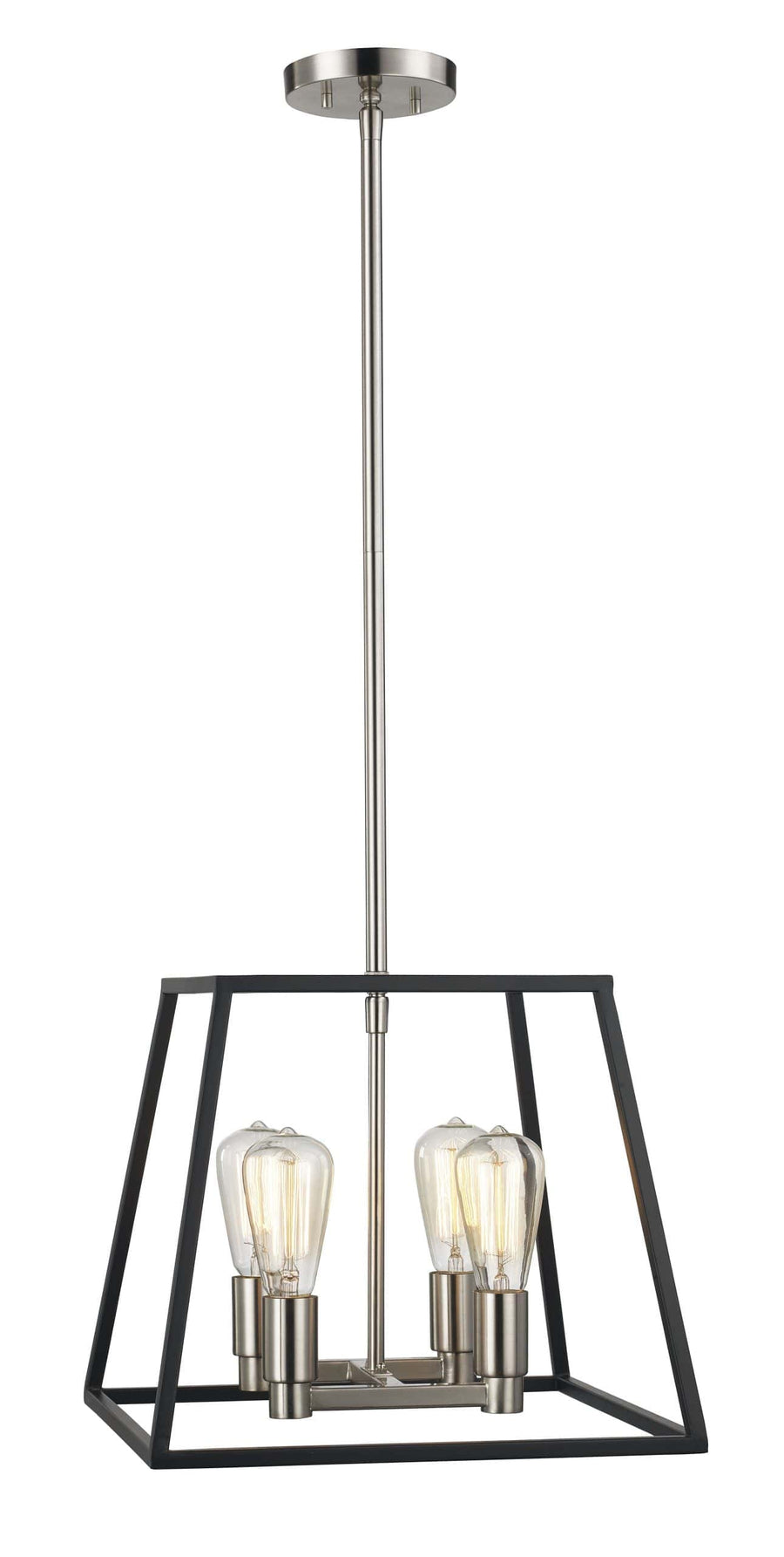 Trans Globe 15" wide  Style Cage Chandelier Edison Bulb Frame - Black / Brushed Nickel