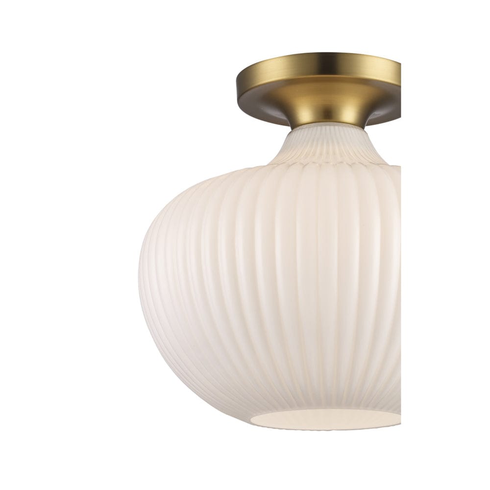 Trans Globe 1LT Flush-12" White Jade Glass - Antique Gold