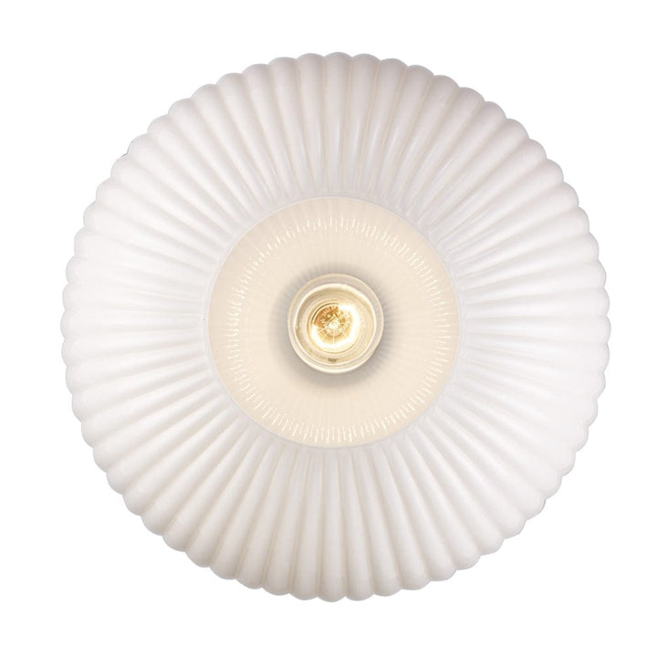 Trans Globe 1LT Flush-12" White Jade Glass - Black