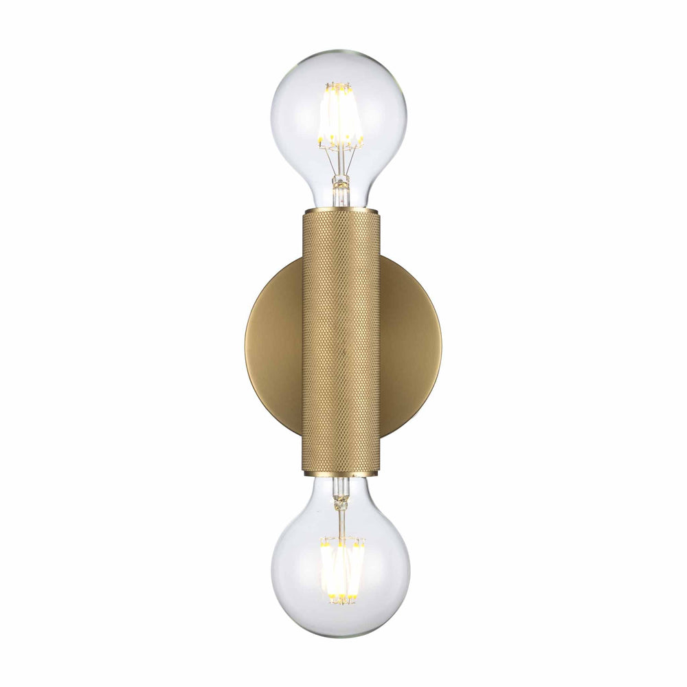 Trans Globe 2-Light Bare Bulb Indoor Wall Sconce Industrial Knurled - Antique Gold