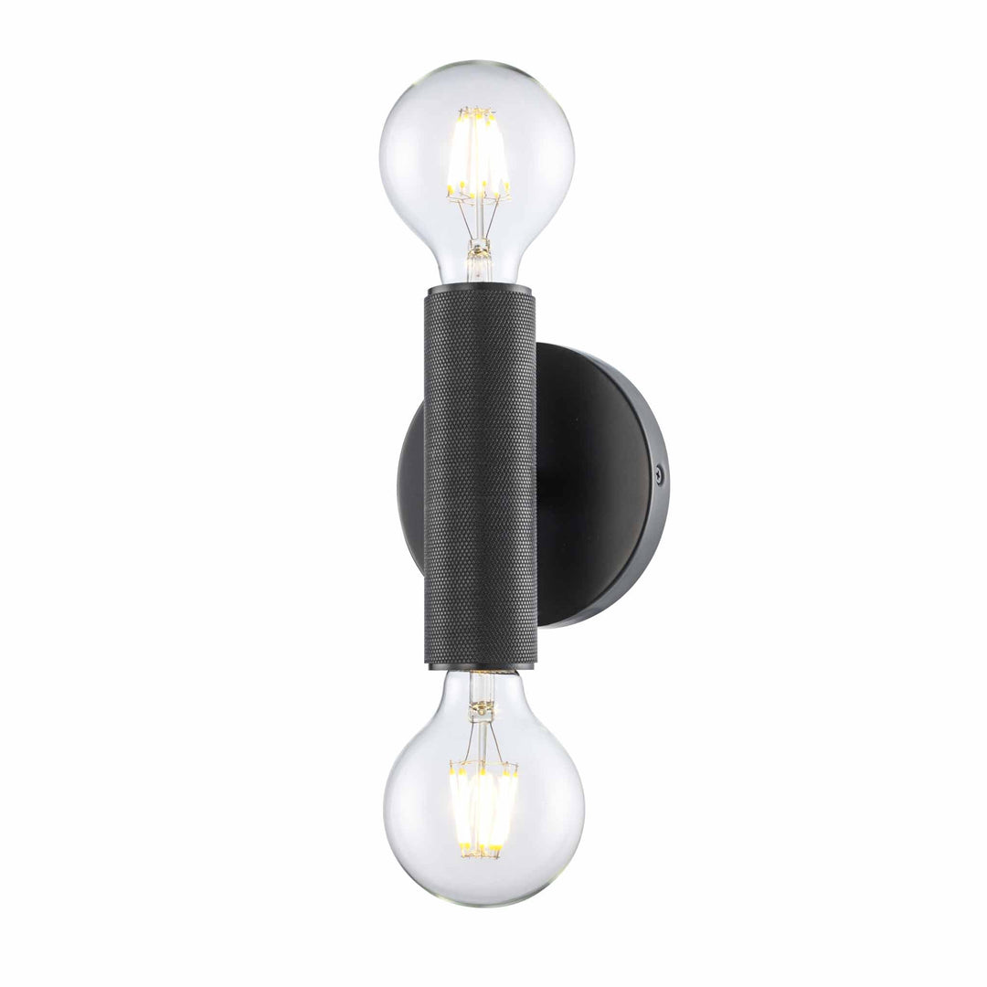 Trans Globe 2-Light Bare Bulb Indoor Wall Sconce Industrial Knurled - Black