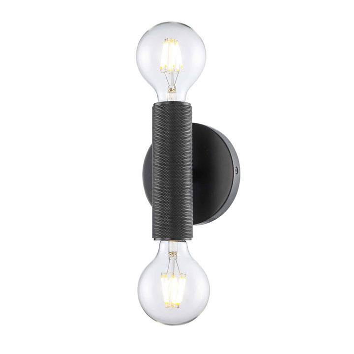 Trans Globe 2-Light Bare Bulb Indoor Wall Sconce Industrial Knurled - Black