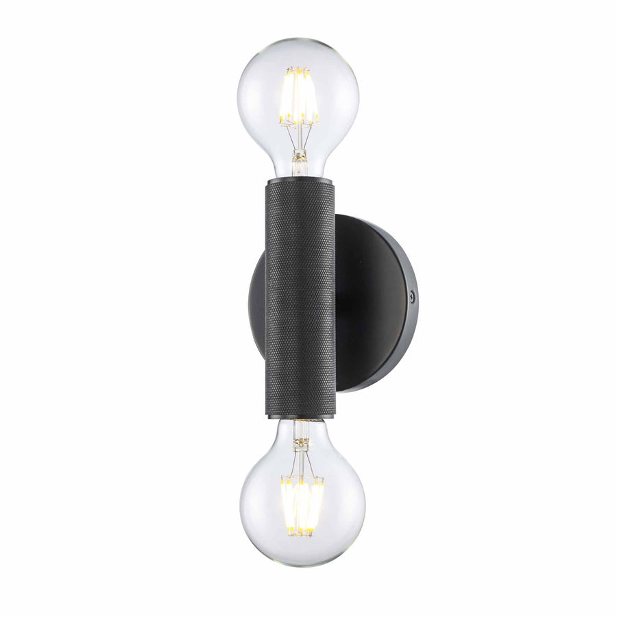 Trans Globe 2-Light Bare Bulb Indoor Wall Sconce Industrial Knurled - Black