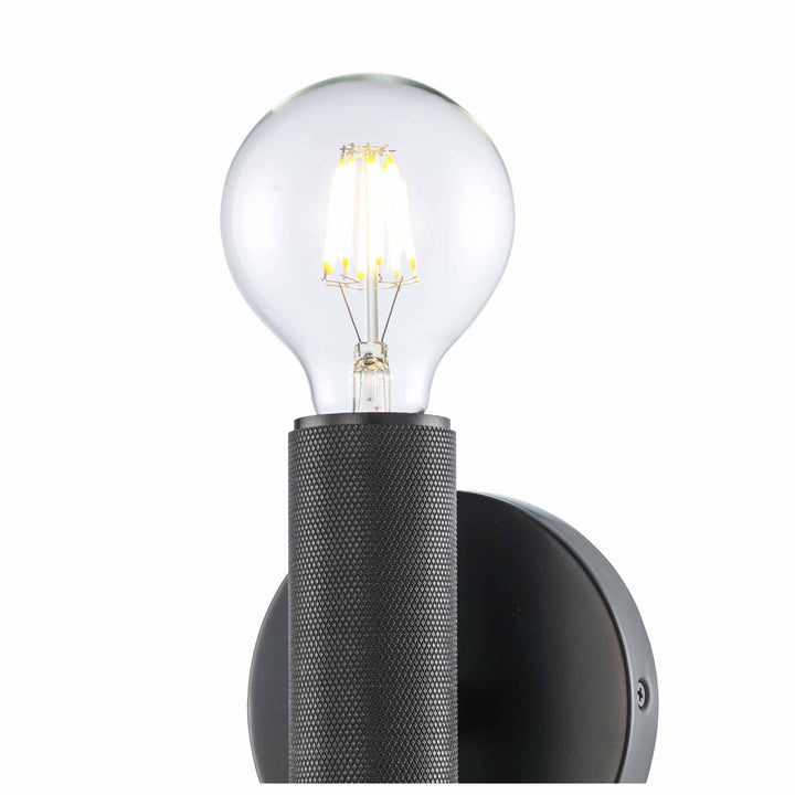 Trans Globe 2-Light Bare Bulb Indoor Wall Sconce Industrial Knurled - Black