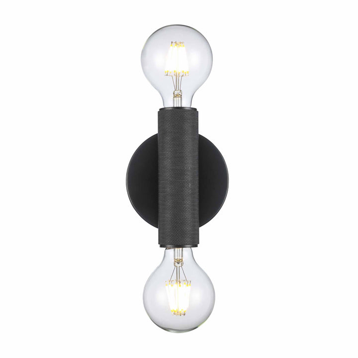 Trans Globe 2-Light Bare Bulb Indoor Wall Sconce Industrial Knurled - Black