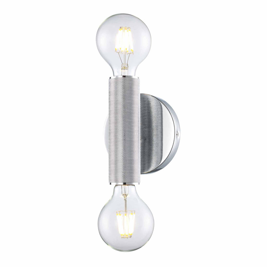 Trans Globe 2-Light Bare Bulb Indoor Wall Sconce Industrial Knurled - Polished Chrome