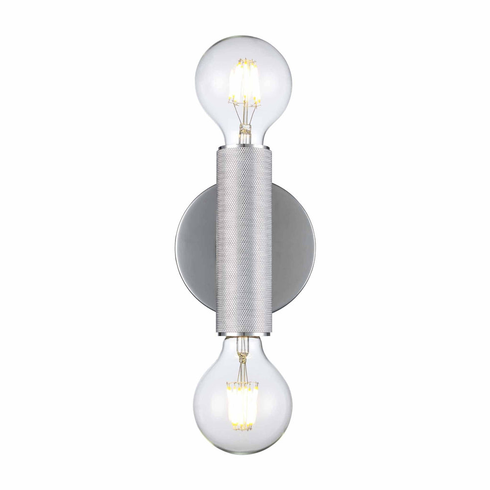 Trans Globe 2-Light Bare Bulb Indoor Wall Sconce Industrial Knurled - Polished Chrome