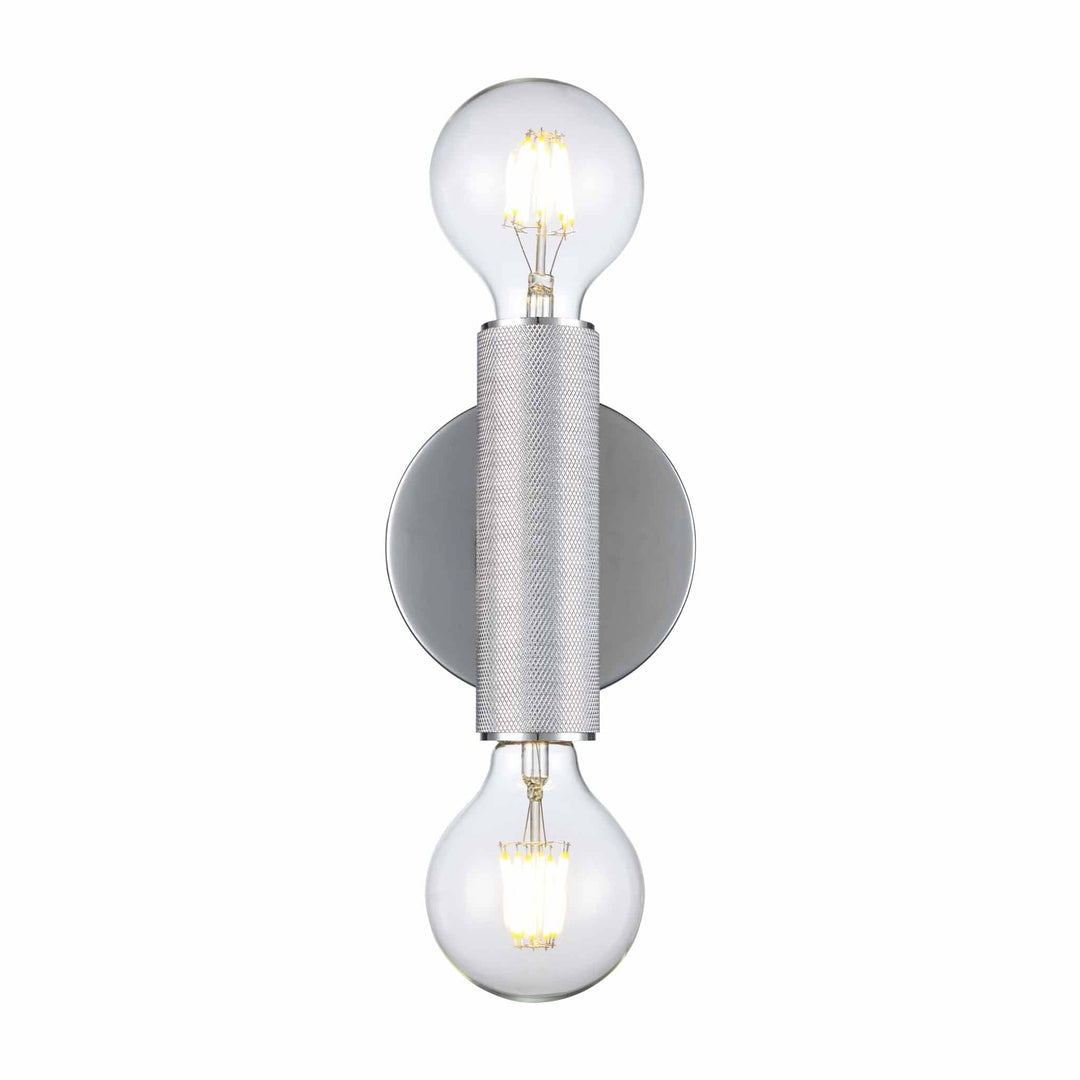 Trans Globe 2-Light Bare Bulb Indoor Wall Sconce Industrial Knurled - Polished Chrome
