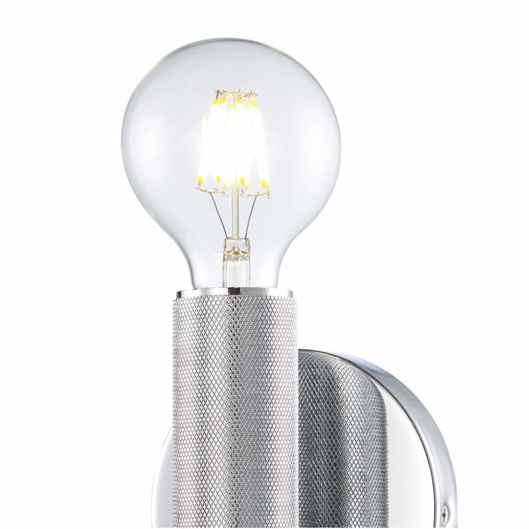 Trans Globe 2-Light Bare Bulb Indoor Wall Sconce Industrial Knurled - Polished Chrome