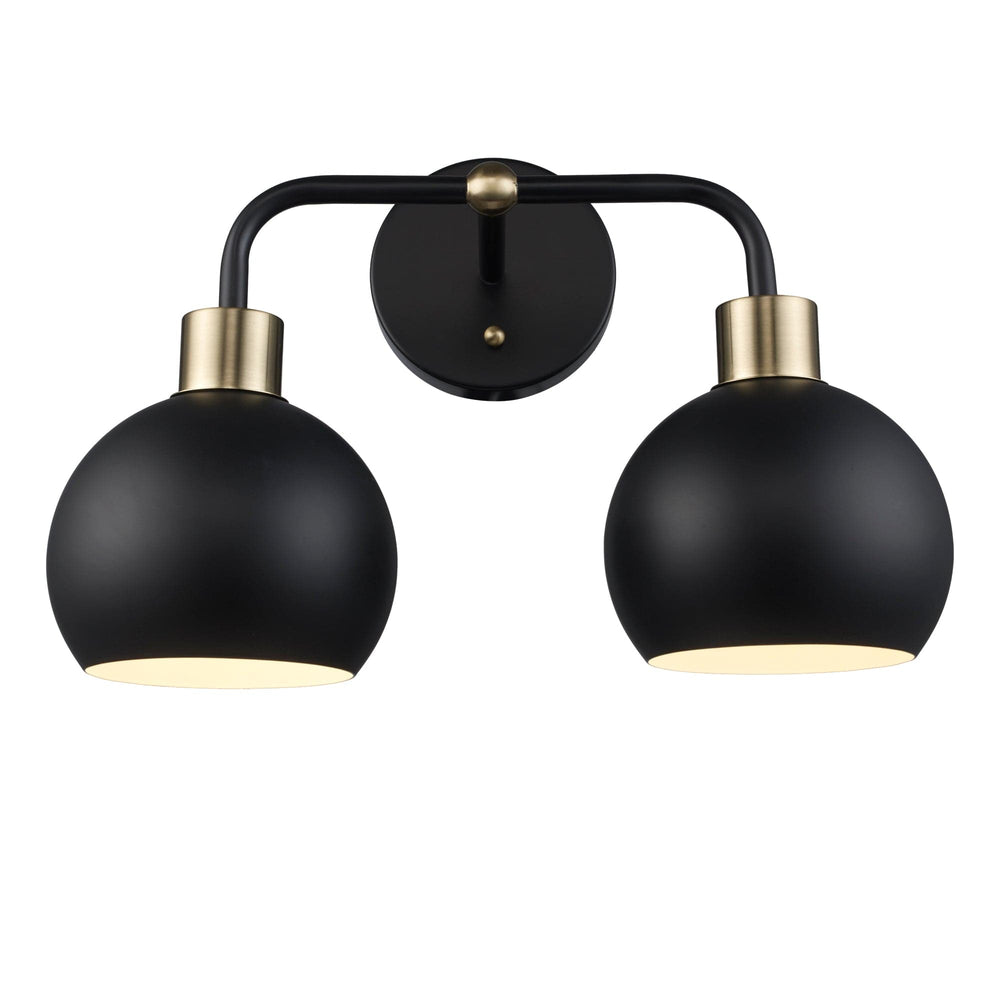 Trans Globe 2-Light Indigo Bath Vanity Metal Shades - Black/Antique Gold