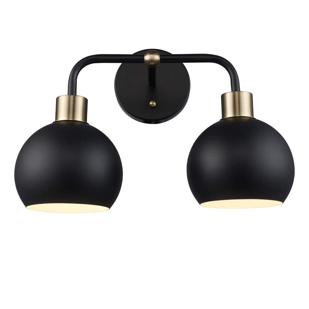 Trans Globe 2-Light Indigo Bath Vanity Metal Shades - Black/Antique Gold