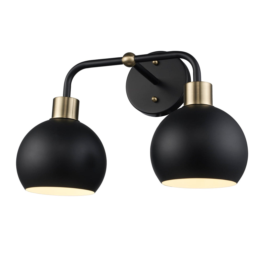 Trans Globe 2-Light Indigo Bath Vanity Metal Shades - Black/Antique Gold