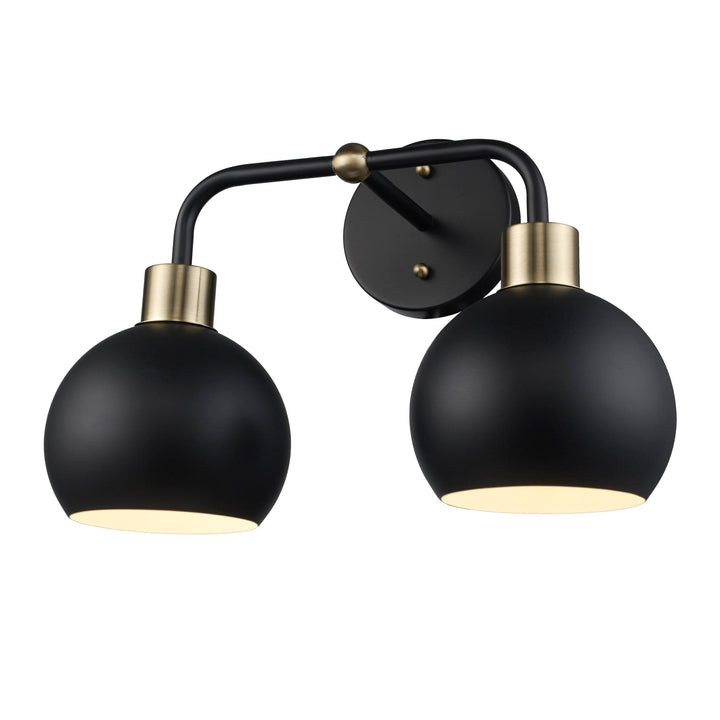 Trans Globe 2-Light Indigo Bath Vanity Metal Shades - Black/Antique Gold