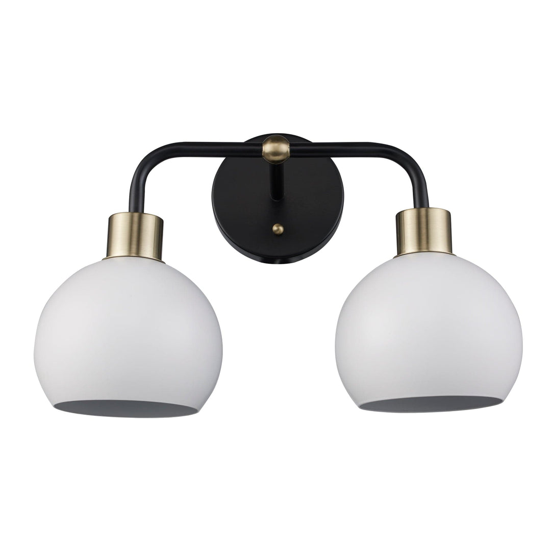 Trans Globe 2-Light Indigo Bath Vanity Metal Shades - Black/Antique Gold White