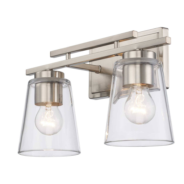 Trans Globe 2-Light Iris Wall Vanity Cl Trapered - Brushed Nickel