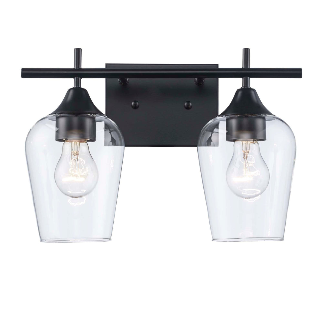 Trans Globe 2-Light Kieran Bath Wall Vanity Clear Tulip - Black