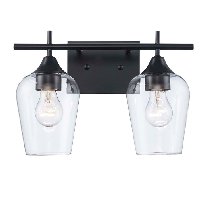Trans Globe 2-Light Kieran Bath Wall Vanity Clear Tulip - Black