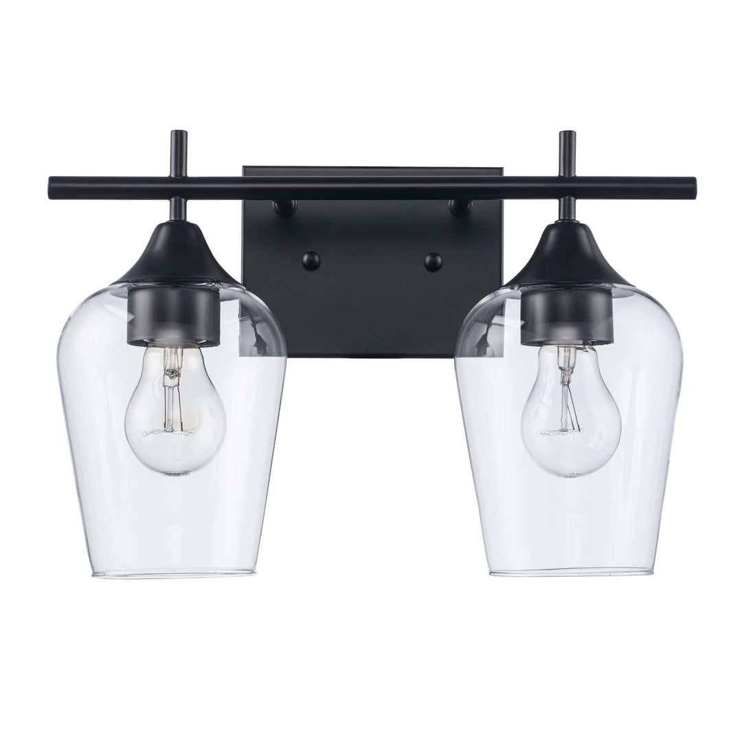 Trans Globe 2-Light Kieran Bath Wall Vanity Clear Tulip - Black