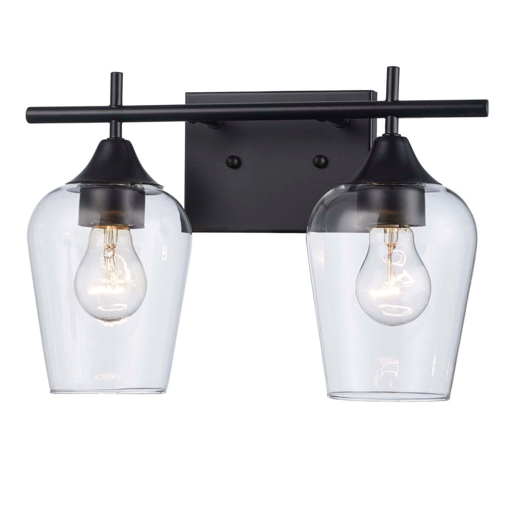 Trans Globe 2-Light Kieran Bath Wall Vanity Clear Tulip - Black