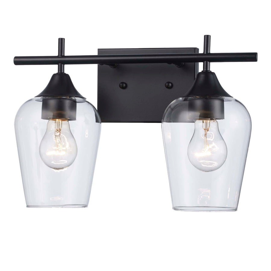 Trans Globe 2-Light Kieran Bath Wall Vanity Clear Tulip - Black