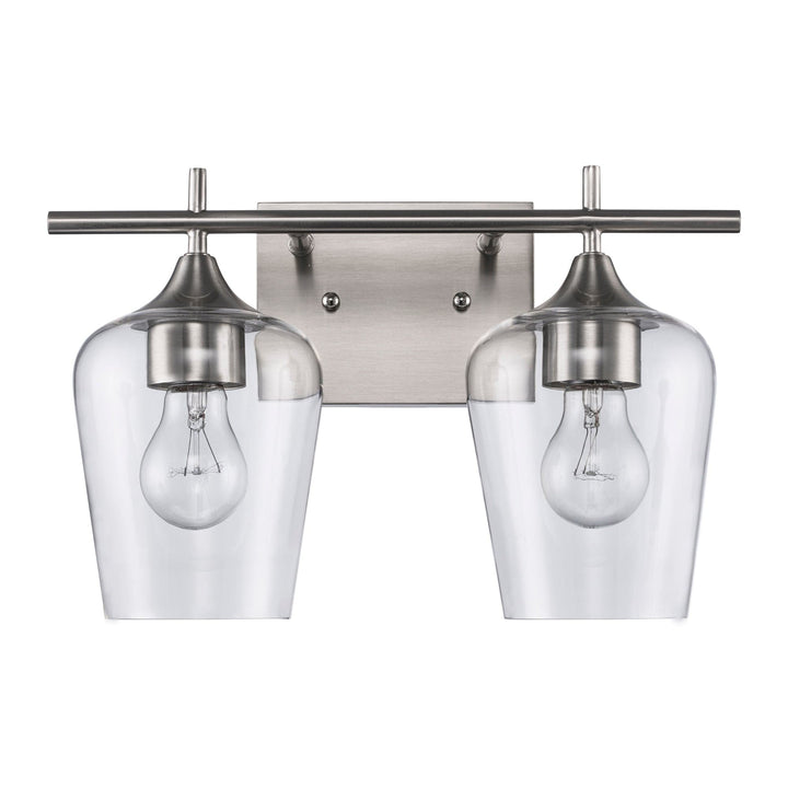 Trans Globe 2-Light Kieran Bath Wall Vanity Clear Tulip - Brushed Nickel