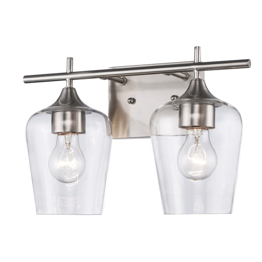 Trans Globe 2-Light Kieran Bath Wall Vanity Clear Tulip - Brushed Nickel