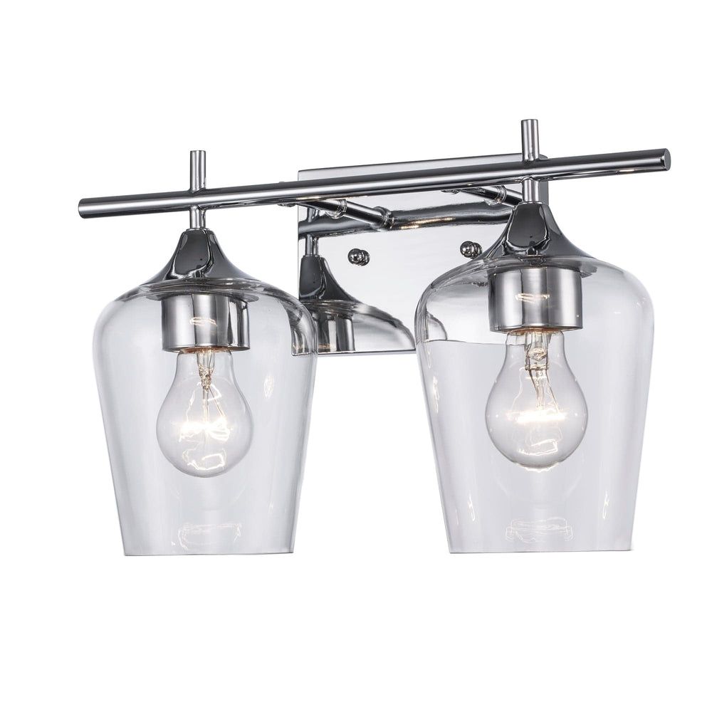 Trans Globe 2-Light Kieran Bath Wall Vanity Clear Tulip - Polished Chrome