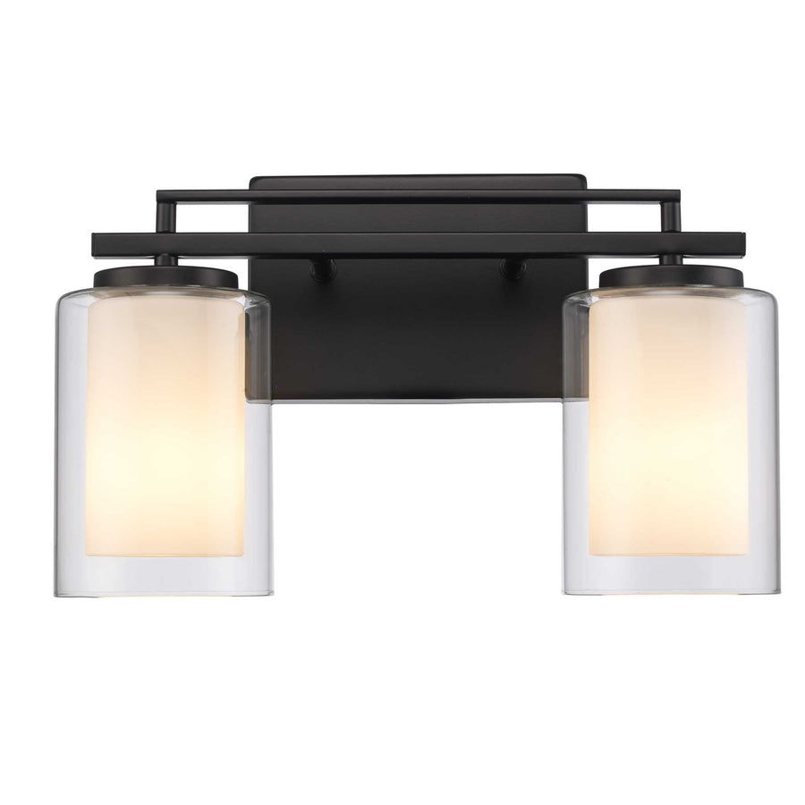 Trans Globe 2-Light Lisbon Vanity Glass Shade - Black