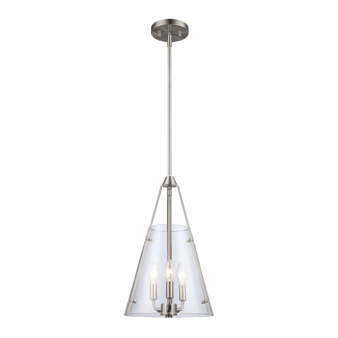 Modern 3-light pendant ceiling fixture with clear glass shade for kitchen or dining room lighting