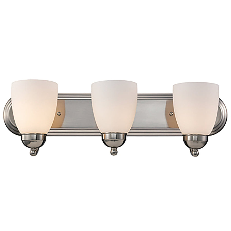 Trans Globe 3-Light Armed Vanity Wall Light, with Glass Bell Shades Opal Glass -  Brushed Nickel