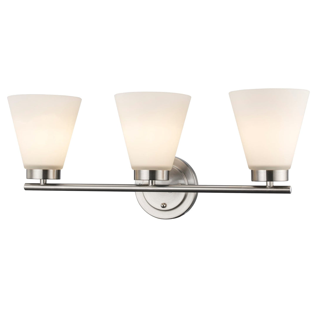 Trans Globe 3-light Fifer Vanity Flared Glass - Brushed Nickel