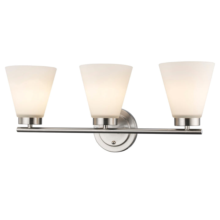 Trans Globe 3-light Fifer Vanity Flared Glass - Brushed Nickel