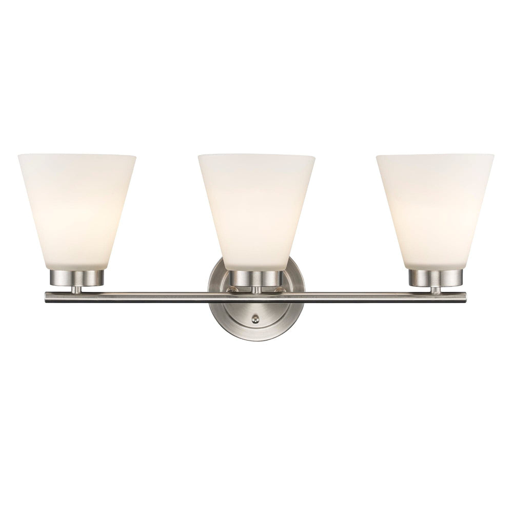 Trans Globe 3-light Fifer Vanity Flared Glass - Brushed Nickel