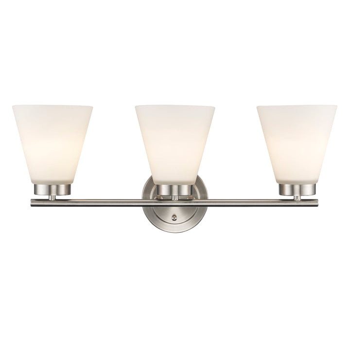 Trans Globe 3-light Fifer Vanity Flared Glass - Brushed Nickel