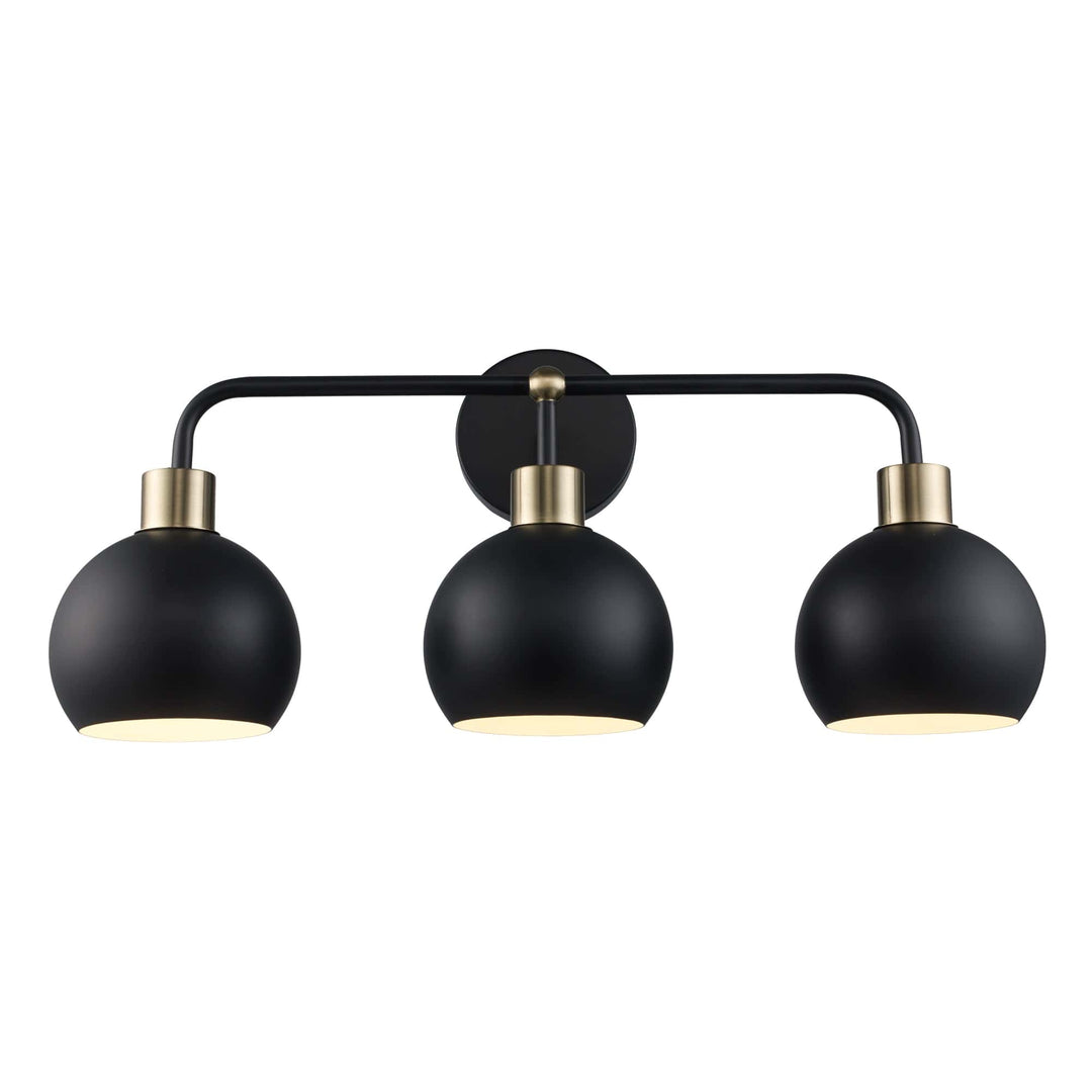 Trans Globe 3-Light Indigo Bath Vanity Metal Shades - Black/Antique Gold