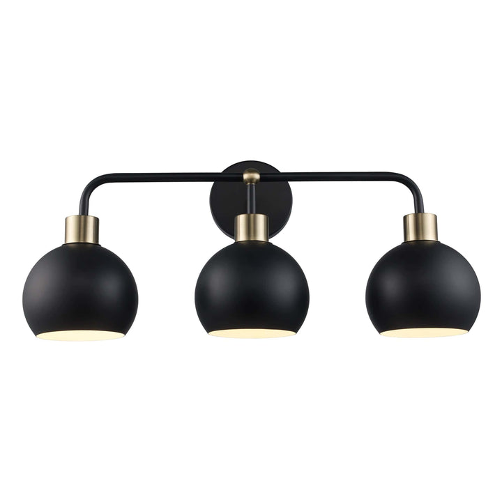 Trans Globe 3-Light Indigo Bath Vanity Metal Shades - Black/Antique Gold