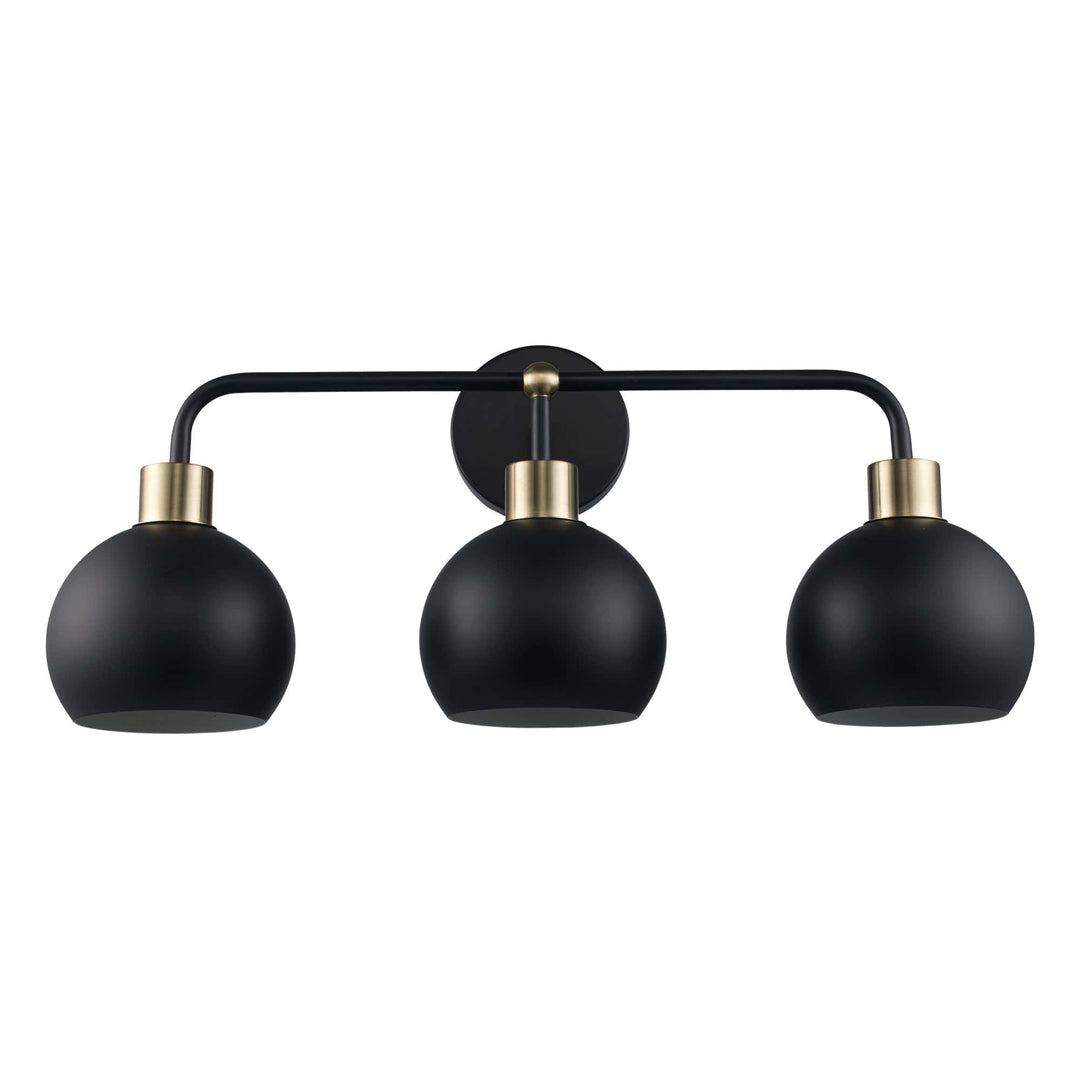 Trans Globe 3-Light Indigo Bath Vanity Metal Shades - Black/Antique Gold