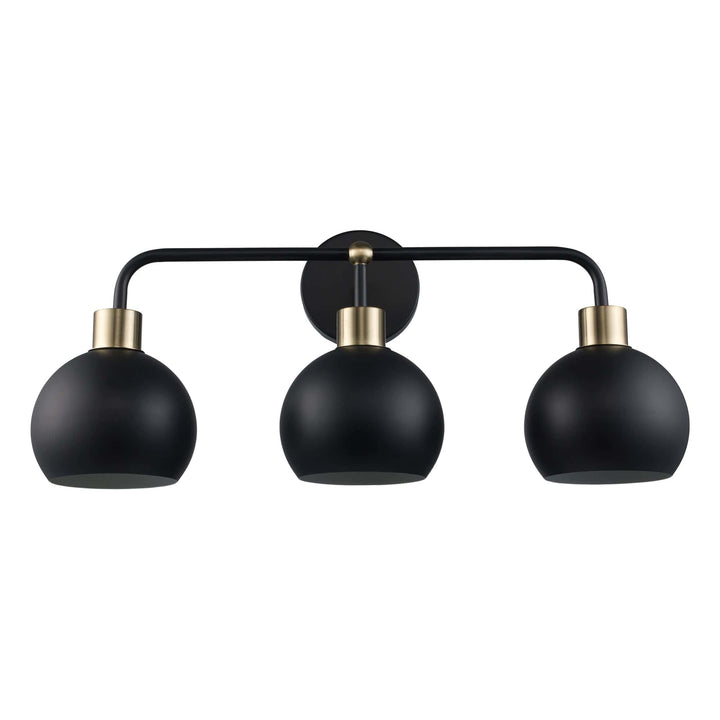 Trans Globe 3-Light Indigo Bath Vanity Metal Shades - Black/Antique Gold