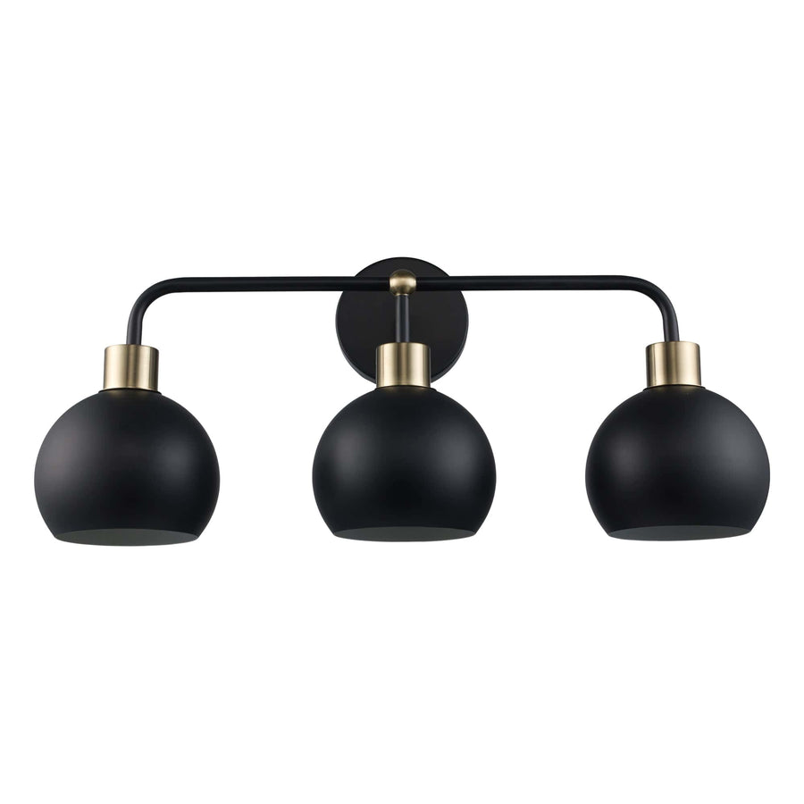 Trans Globe 3-Light Indigo Bath Vanity Metal Shades - Black/Antique Gold