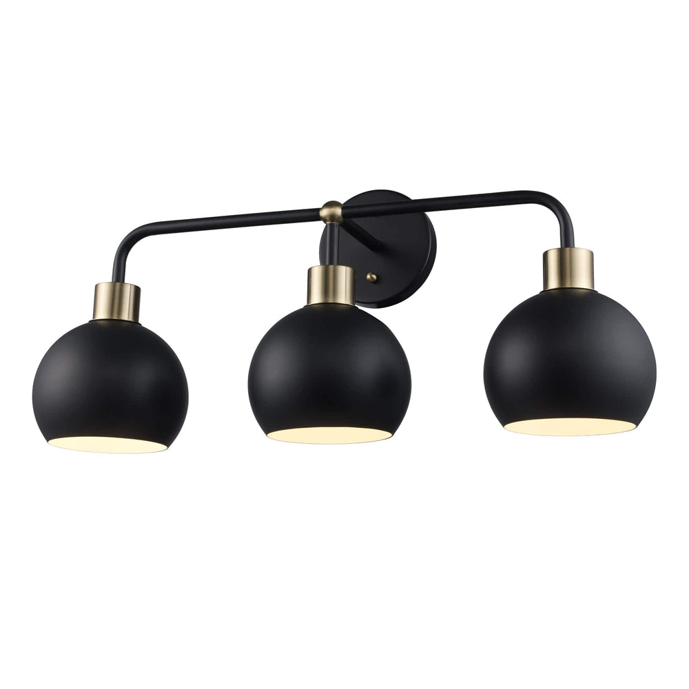Trans Globe 3-Light Indigo Bath Vanity Metal Shades - Black/Antique Gold
