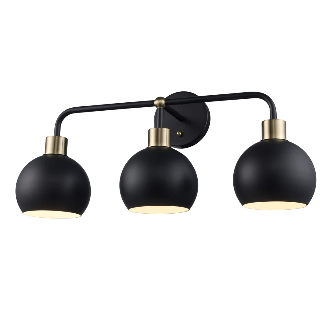Trans Globe 3-Light Indigo Bath Vanity Metal Shades - Black/Antique Gold