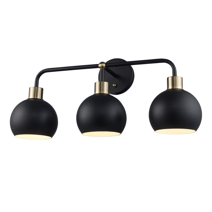 Trans Globe 3-Light Indigo Bath Vanity Metal Shades - Black/Antique Gold