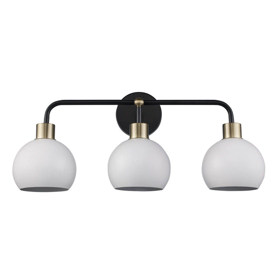 Trans Globe 3-Light Indigo Bath Vanity Metal Shades - Black/Antique Gold White