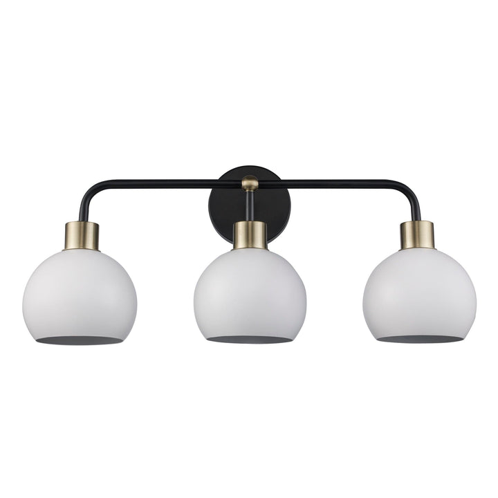 Trans Globe 3-Light Indigo Bath Vanity Metal Shades - Black/Antique Gold White