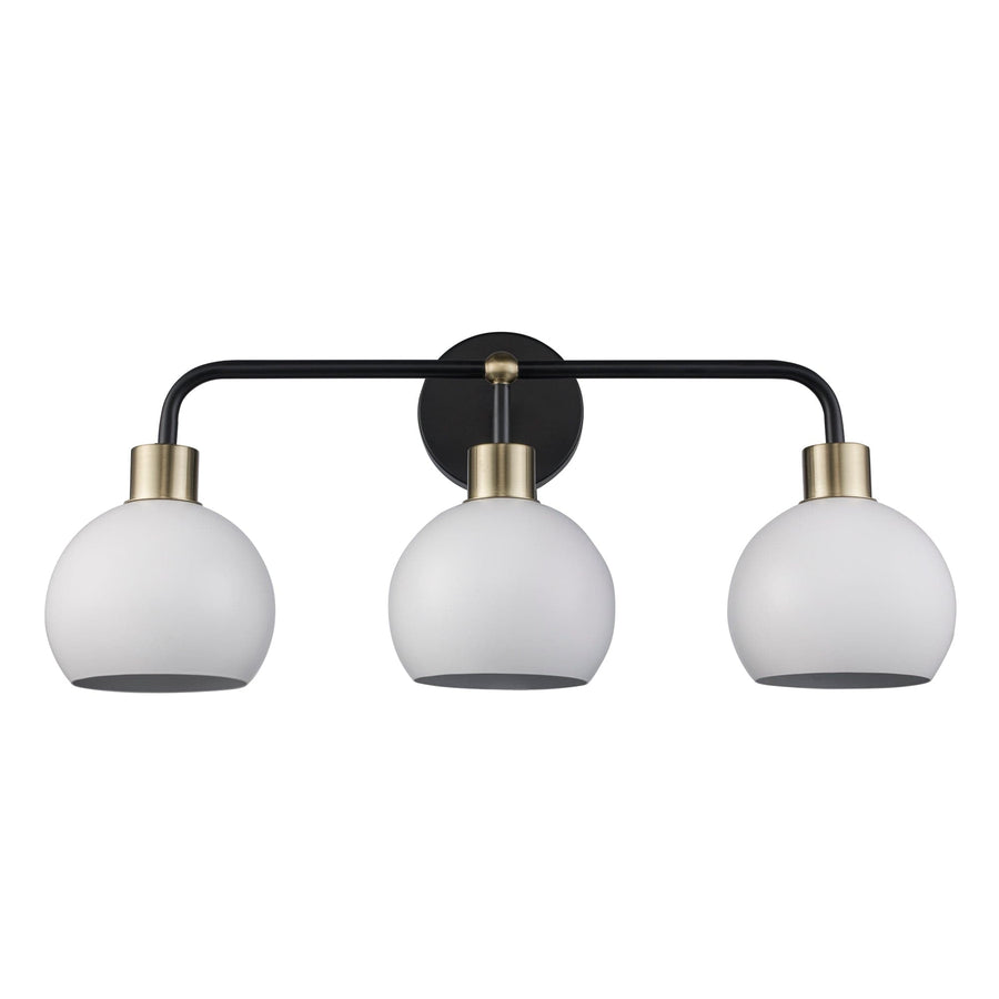 Trans Globe 3-Light Indigo Bath Vanity Metal Shades - Black/Antique Gold White