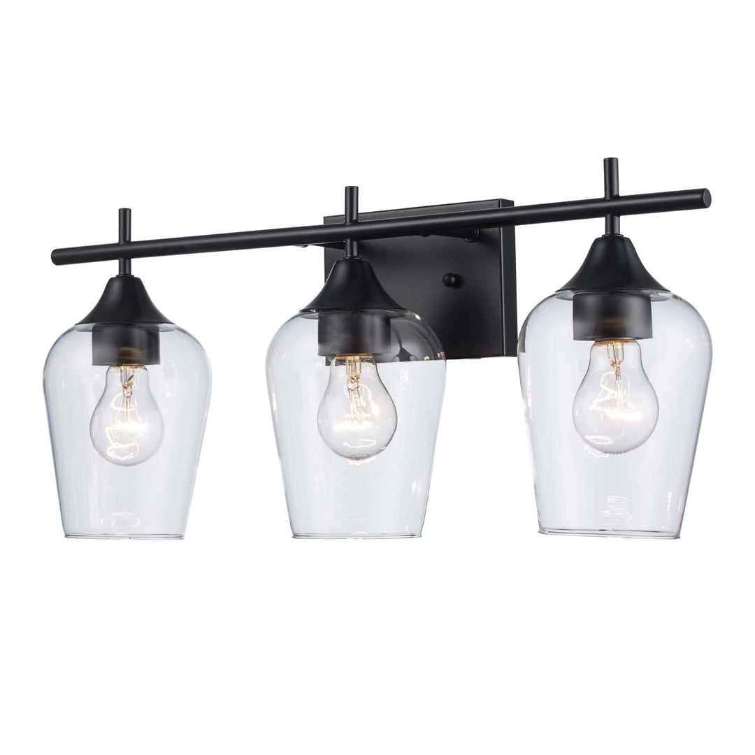 Trans Globe 3-Light Kieran Vanity Bar Clear Tulip - Black