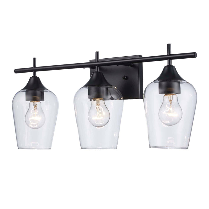Trans Globe 3-Light Kieran Vanity Bar Clear Tulip - Black