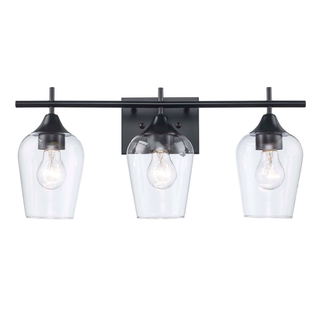 Trans Globe 3-Light Kieran Vanity Bar Clear Tulip - Black